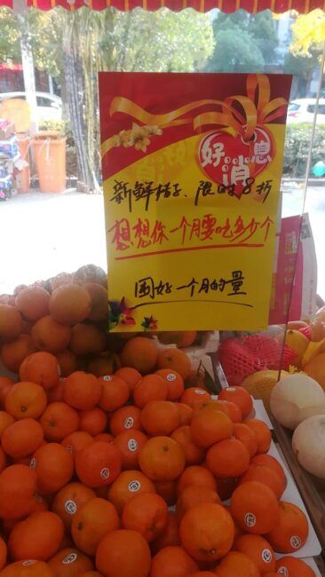 Store promotional poster showing the month-encouraging component of the SALE message, prompting customers to stock up for a full month, without the short-asking element