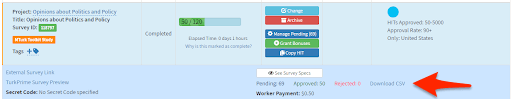Download CSV option from TurkPrime's Dashboard
