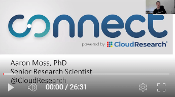 Video thumbnail for CloudResearch Connect tutorial showing the platform interface with dashboard and study creation tools